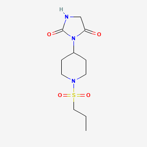 molecular formula C11H19N3O4S B3017732 3-(1-(Propylsulfonyl)piperidin-4-yl)imidazolidine-2,4-dione CAS No. 2034560-28-4