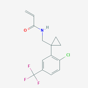 molecular formula C14H13ClF3NO B3017733 N-[[1-[2-Chloro-5-(trifluoromethyl)phenyl]cyclopropyl]methyl]prop-2-enamide CAS No. 2361747-14-8
