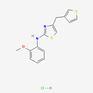 molecular formula C15H15ClN2OS2 B3017744 N-(2-methoxyphenyl)-4-(thiophen-3-ylmethyl)thiazol-2-amine hydrochloride CAS No. 2034365-43-8