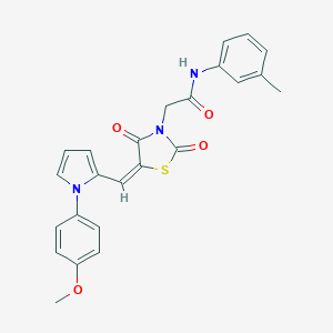 molecular formula C24H21N3O4S B301775 2-[(5E)-5-{[1-(4-methoxyphenyl)-1H-pyrrol-2-yl]methylidene}-2,4-dioxo-1,3-thiazolidin-3-yl]-N-(3-methylphenyl)acetamide 