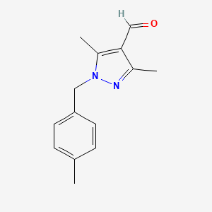 molecular formula C14H16N2O B3017750 3,5-dimethyl-1-[(4-methylphenyl)methyl]-1H-pyrazole-4-carbaldehyde CAS No. 956714-20-8