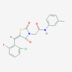 molecular formula C19H14ClFN2O3S B301776 2-[5-(2-chloro-6-fluorobenzylidene)-2,4-dioxo-1,3-thiazolidin-3-yl]-N-(3-methylphenyl)acetamide 