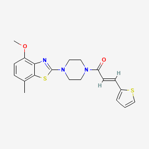 molecular formula C20H21N3O2S2 B3017761 (E)-1-(4-(4-methoxy-7-methylbenzo[d]thiazol-2-yl)piperazin-1-yl)-3-(thiophen-2-yl)prop-2-en-1-one CAS No. 897487-41-1