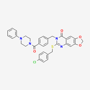 6-{[(4-chlorophenyl)methyl]sulfanyl}-7-{[4-(4-phenylpiperazine-1-carbonyl)phenyl]methyl}-2H,7H,8H-[1,3]dioxolo[4,5-g]quinazolin-8-one