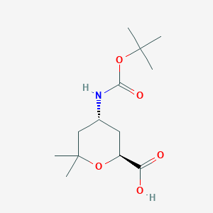 (2S,4R)-6,6-Dimethyl-4-[(2-methylpropan-2-yl)oxycarbonylamino]oxane-2-carboxylic acid
