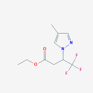 ethyl 4,4,4-trifluoro-3-(4-methyl-1H-pyrazol-1-yl)butanoate