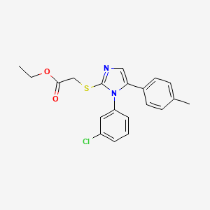 molecular formula C20H19ClN2O2S B3017785 ethyl 2-((1-(3-chlorophenyl)-5-(p-tolyl)-1H-imidazol-2-yl)thio)acetate CAS No. 1207036-82-5