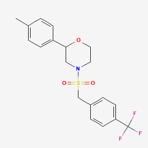 molecular formula C19H20F3NO3S B3017787 2-(p-Tolyl)-4-((4-(trifluoromethyl)benzyl)sulfonyl)morpholine CAS No. 2330223-27-1