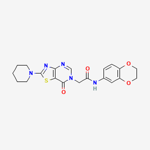 molecular formula C20H21N5O4S B3017800 N-(2,3-dihydro-1,4-benzodioxin-6-yl)-2-[7-oxo-2-(piperidin-1-yl)[1,3]thiazolo[4,5-d]pyrimidin-6(7H)-yl]acetamide CAS No. 1223973-91-8