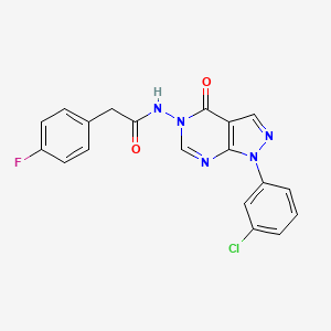 molecular formula C19H13ClFN5O2 B3017822 N-(1-(3-chlorophenyl)-4-oxo-1H-pyrazolo[3,4-d]pyrimidin-5(4H)-yl)-2-(4-fluorophenyl)acetamide CAS No. 919842-93-6