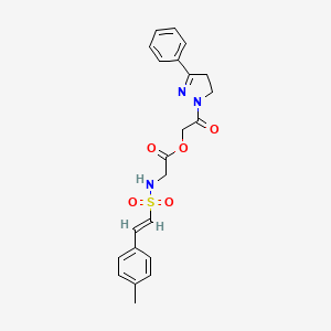 molecular formula C22H23N3O5S B3017826 [2-oxo-2-(5-phenyl-3,4-dihydropyrazol-2-yl)ethyl] 2-[[(E)-2-(4-methylphenyl)ethenyl]sulfonylamino]acetate CAS No. 1111559-67-1