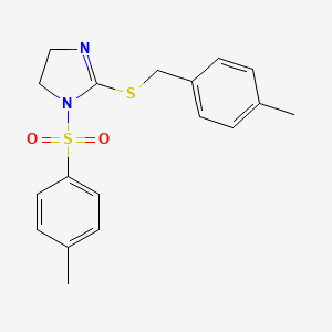 molecular formula C18H20N2O2S2 B3017843 2-((4-methylbenzyl)thio)-1-tosyl-4,5-dihydro-1H-imidazole CAS No. 868218-03-5