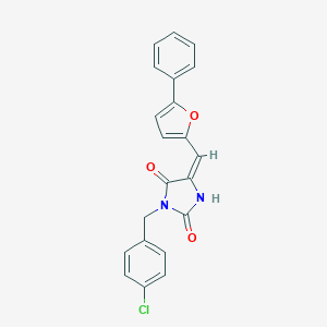 molecular formula C21H15ClN2O3 B301786 3-(4-Chlorobenzyl)-5-[(5-phenyl-2-furyl)methylene]-2,4-imidazolidinedione 
