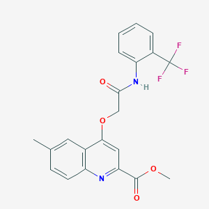 molecular formula C21H17F3N2O4 B3017862 N-环己基-1-{3-[(4-甲苯基)硫代]吡嗪-2-基}哌啶-3-甲酰胺 CAS No. 1358256-22-0