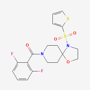 molecular formula C18H18F2N2O4S2 B3017864 (2,6-Difluorophenyl)(4-(thiophen-2-ylsulfonyl)-1-oxa-4,8-diazaspiro[4.5]decan-8-yl)methanone CAS No. 903305-49-7