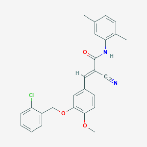 molecular formula C26H23ClN2O3 B3017865 (E)-3-[3-[(2-chlorophenyl)methoxy]-4-methoxyphenyl]-2-cyano-N-(2,5-dimethylphenyl)prop-2-enamide CAS No. 380476-96-0