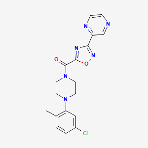 molecular formula C18H17ClN6O2 B3017868 (4-(5-Chloro-2-methylphenyl)piperazin-1-yl)(3-(pyrazin-2-yl)-1,2,4-oxadiazol-5-yl)methanone CAS No. 1219914-23-4