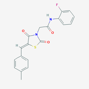 molecular formula C19H15FN2O3S B301787 N-(2-fluorophenyl)-2-[5-(4-methylbenzylidene)-2,4-dioxo-1,3-thiazolidin-3-yl]acetamide 