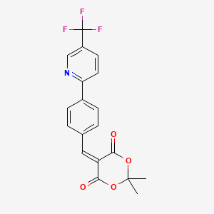 molecular formula C19H14F3NO4 B3017873 2,2-Dimethyl-5-({4-[5-(trifluoromethyl)-2-pyridinyl]phenyl}methylene)-1,3-dioxane-4,6-dione CAS No. 2062071-57-0