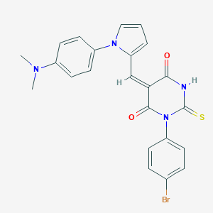 molecular formula C23H19BrN4O2S B301788 1-(4-bromophenyl)-5-({1-[4-(dimethylamino)phenyl]-1H-pyrrol-2-yl}methylene)-2-thioxodihydro-4,6(1H,5H)-pyrimidinedione 