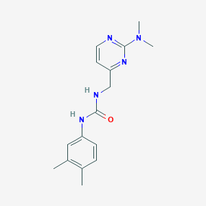 molecular formula C16H21N5O B3017880 1-((2-(Dimethylamino)pyrimidin-4-yl)methyl)-3-(3,4-dimethylphenyl)urea CAS No. 1797975-81-5