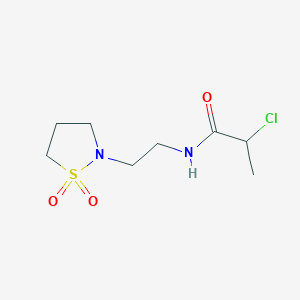 molecular formula C8H15ClN2O3S B3017887 2-Chloro-N-[2-(1,1-dioxo-1,2-thiazolidin-2-yl)ethyl]propanamide CAS No. 1996495-20-5
