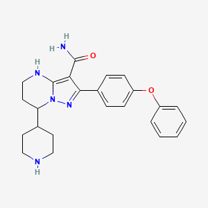molecular formula C24H27N5O2 B3017888 2-(4-Phenoxyphenyl)-7-(4-piperidyl)-4,5,6,7-tetrahydropyrazolo[1,5-a]pyrimidine-3-carboxamide CAS No. 1633350-04-5
