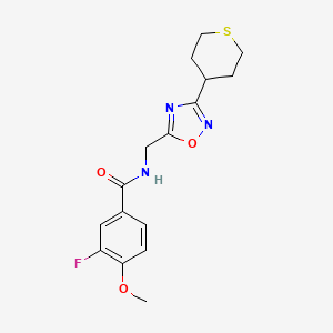 3-fluoro-4-methoxy-N-((3-(tetrahydro-2H-thiopyran-4-yl)-1,2,4-oxadiazol-5-yl)methyl)benzamide
