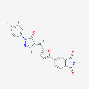 molecular formula C26H21N3O4 B301791 5-(5-{[1-(3,4-dimethylphenyl)-3-methyl-5-oxo-1,5-dihydro-4H-pyrazol-4-ylidene]methyl}-2-furyl)-2-methyl-1H-isoindole-1,3(2H)-dione 