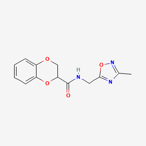 molecular formula C13H13N3O4 B3017914 N-((3-methyl-1,2,4-oxadiazol-5-yl)methyl)-2,3-dihydrobenzo[b][1,4]dioxine-2-carboxamide CAS No. 1235230-76-8