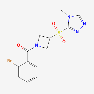 molecular formula C13H13BrN4O3S B3017915 (2-bromophenyl)(3-((4-methyl-4H-1,2,4-triazol-3-yl)sulfonyl)azetidin-1-yl)methanone CAS No. 2034443-87-1