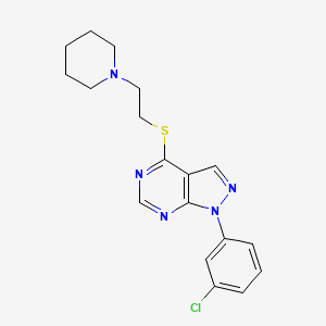 molecular formula C18H20ClN5S B3017920 1-(3-氯苯基)-4-(2-哌啶-1-基乙基硫烷基)吡唑并[3,4-d]嘧啶 CAS No. 872861-83-1