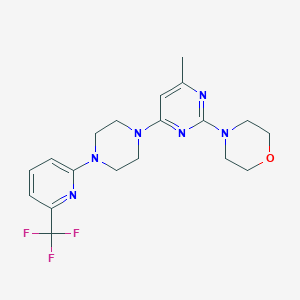 molecular formula C19H23F3N6O B3017924 4-[4-Methyl-6-[4-[6-(trifluoromethyl)pyridin-2-yl]piperazin-1-yl]pyrimidin-2-yl]morpholine CAS No. 2415564-20-2