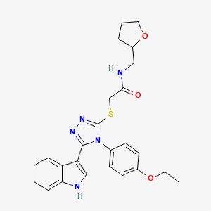 2-((4-(4-ethoxyphenyl)-5-(1H-indol-3-yl)-4H-1,2,4-triazol-3-yl)thio)-N-((tetrahydrofuran-2-yl)methyl)acetamide
