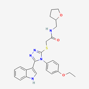 molecular formula C25H27N5O3S B3017929 2-((4-(4-ethoxyphenyl)-5-(1H-indol-3-yl)-4H-1,2,4-triazol-3-yl)thio)-N-((tetrahydrofuran-2-yl)methyl)acetamide CAS No. 731817-30-4