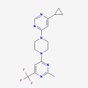 molecular formula C17H19F3N6 B3017931 4-[4-(6-Cyclopropylpyrimidin-4-yl)piperazin-1-yl]-2-methyl-6-(trifluoromethyl)pyrimidine CAS No. 2097857-09-3