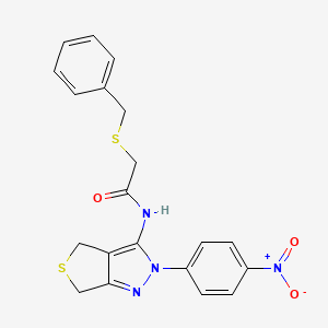 2-benzylsulfanyl-N-[2-(4-nitrophenyl)-4,6-dihydrothieno[3,4-c]pyrazol-3-yl]acetamide