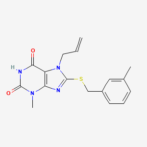 7-allyl-3-methyl-8-((3-methylbenzyl)thio)-1H-purine-2,6(3H,7H)-dione