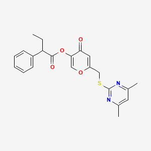 molecular formula C22H22N2O4S B3017941 6-(((4,6-dimethylpyrimidin-2-yl)thio)methyl)-4-oxo-4H-pyran-3-yl 2-phenylbutanoate CAS No. 877637-55-3