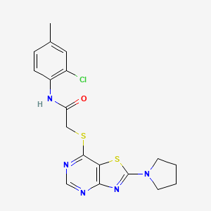 N-(2-chloro-4-methylphenyl)-2-((2-(pyrrolidin-1-yl)thiazolo[4,5-d]pyrimidin-7-yl)thio)acetamide