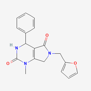 molecular formula C18H17N3O3 B3017954 6-(furan-2-ylmethyl)-1-methyl-4-phenyl-3,4,6,7-tetrahydro-1H-pyrrolo[3,4-d]pyrimidine-2,5-dione CAS No. 695224-05-6