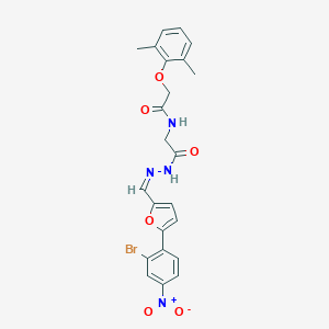 molecular formula C23H21BrN4O6 B301796 N-(2-{2-[(5-{2-bromo-4-nitrophenyl}-2-furyl)methylene]hydrazino}-2-oxoethyl)-2-(2,6-dimethylphenoxy)acetamide 