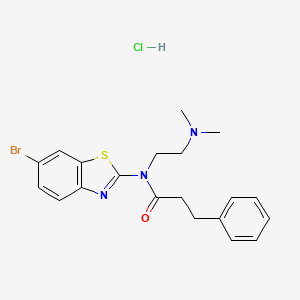 molecular formula C20H23BrClN3OS B3017964 N-(6-bromobenzo[d]thiazol-2-yl)-N-(2-(dimethylamino)ethyl)-3-phenylpropanamide hydrochloride CAS No. 1216865-47-2