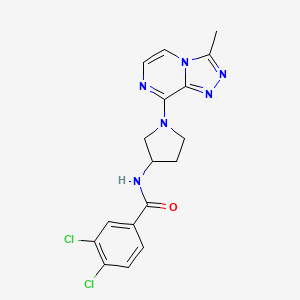 molecular formula C17H16Cl2N6O B3017966 3,4-dichloro-N-(1-(3-methyl-[1,2,4]triazolo[4,3-a]pyrazin-8-yl)pyrrolidin-3-yl)benzamide CAS No. 2034423-20-4