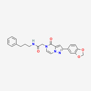 molecular formula C24H22N4O4 B3017973 2-[2-(1,3-benzodioxol-5-yl)-4-oxopyrazolo[1,5-a]pyrazin-5(4H)-yl]-N-(3-phenylpropyl)acetamide CAS No. 1189649-04-4