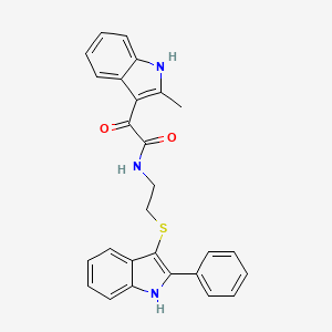 2-(2-methyl-1H-indol-3-yl)-2-oxo-N-(2-((2-phenyl-1H-indol-3-yl)thio)ethyl)acetamide