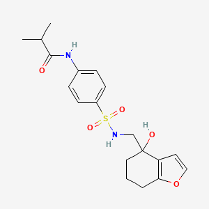 molecular formula C19H24N2O5S B3017994 N-(4-(N-((4-hydroxy-4,5,6,7-tetrahydrobenzofuran-4-yl)methyl)sulfamoyl)phenyl)isobutyramide CAS No. 2310014-97-0