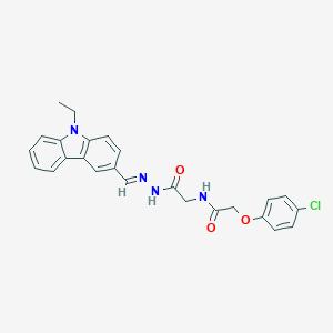 molecular formula C25H23ClN4O3 B301800 2-(4-chlorophenoxy)-N-(2-{2-[(9-ethyl-9H-carbazol-3-yl)methylene]hydrazino}-2-oxoethyl)acetamide 