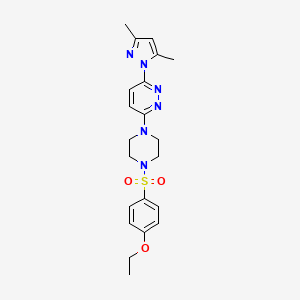 molecular formula C21H26N6O3S B3018012 3-(3,5-二甲基-1H-吡唑-1-基)-6-(4-((4-乙氧苯基)磺酰基)哌嗪-1-基)吡啶二嗪 CAS No. 1013834-74-6