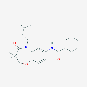 molecular formula C23H34N2O3 B3018016 N-(5-isopentyl-3,3-dimethyl-4-oxo-2,3,4,5-tetrahydrobenzo[b][1,4]oxazepin-7-yl)cyclohexanecarboxamide CAS No. 921843-11-0